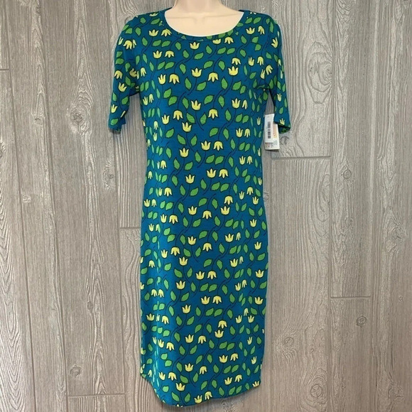 Lularoe Julia Blue Floral Dress XS NWT - Picture 1 of 5